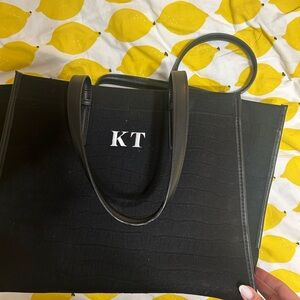 Zara black bag with initials KT